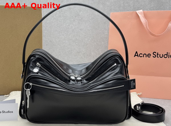 Acne Studios Camero Camera Shoulder Bag in Black Calf Leather Replica