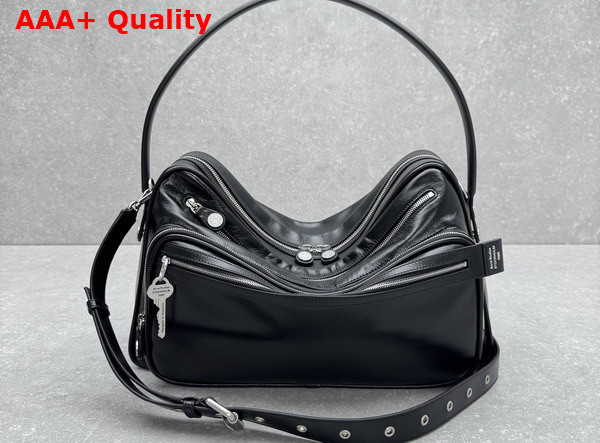 Acne Studios Camero Camera Shoulder Bag in Black Calf Leather Replica
