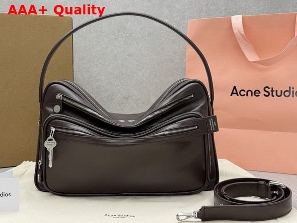 Acne Studios Camero Camera Shoulder Bag in Chocolate Brown Calf Leather Replica