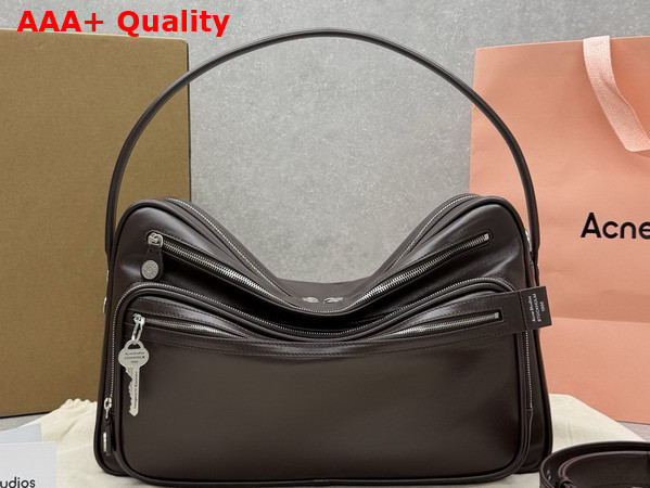 Acne Studios Camero Camera Shoulder Bag in Chocolate Brown Calf Leather Replica
