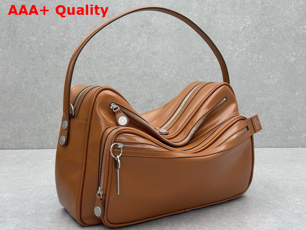 Acne Studios Camero Camera Shoulder Bag in Cognac Brown Calf Leather Replica