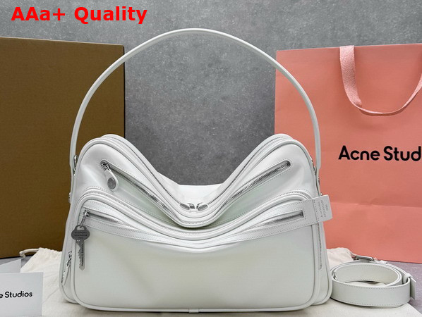 Acne Studios Camero Camera Shoulder Bag in Cream White Calf Leather Replica