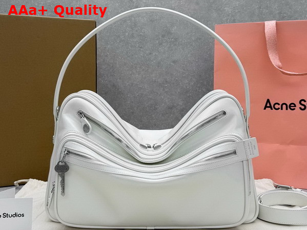Acne Studios Camero Camera Shoulder Bag in Cream White Calf Leather Replica