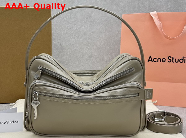 Acne Studios Camero Camera Shoulder Bag in Taupe Beige Calf Leather Replica