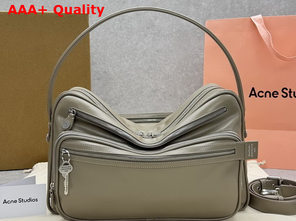 Acne Studios Camero Camera Shoulder Bag in Taupe Beige Calf Leather Replica