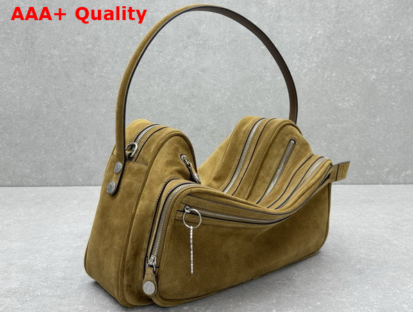 Acne Studios Camero Camera Suede Shoulder Bag in Cognac Brown Replica