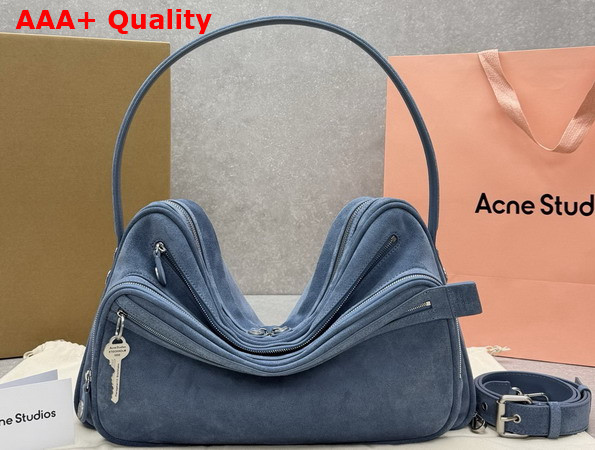 Acne Studios Camero Camera Suede Shoulder Bag in Denim Blue Replica