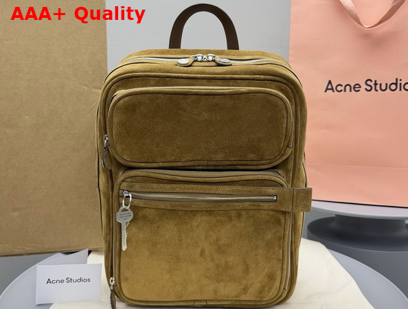 Acne Studios Camero GYM Suede Backpack in Cognac Brown Replica