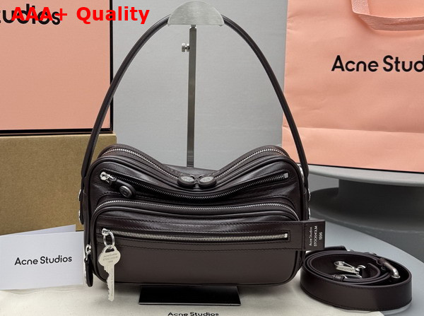 Acne Studios Camero Party Shoulder Bag in Chocolate Brown Calf Leather Replica