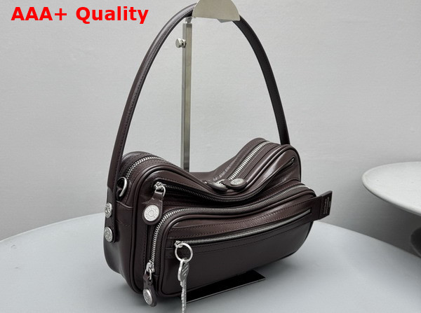 Acne Studios Camero Party Shoulder Bag in Chocolate Brown Calf Leather Replica