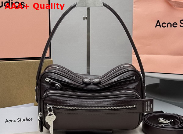 Acne Studios Camero Party Shoulder Bag in Chocolate Brown Calf Leather Replica