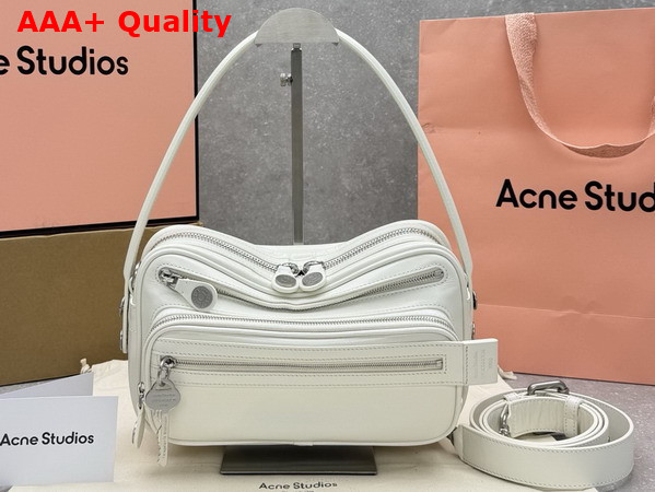 Acne Studios Camero Party Shoulder Bag in Cream White Calf Leather Replica