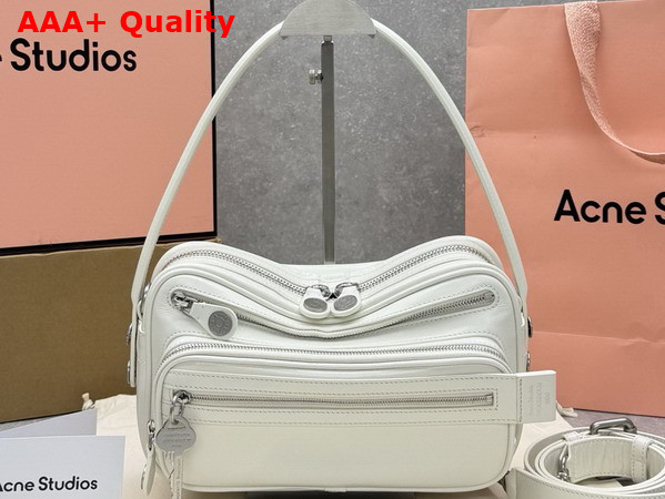 Acne Studios Camero Party Shoulder Bag in Cream White Calf Leather Replica