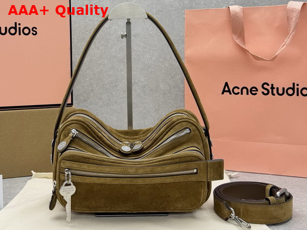 Acne Studios Camero Party Suede Bag in Cognac Brown Replica