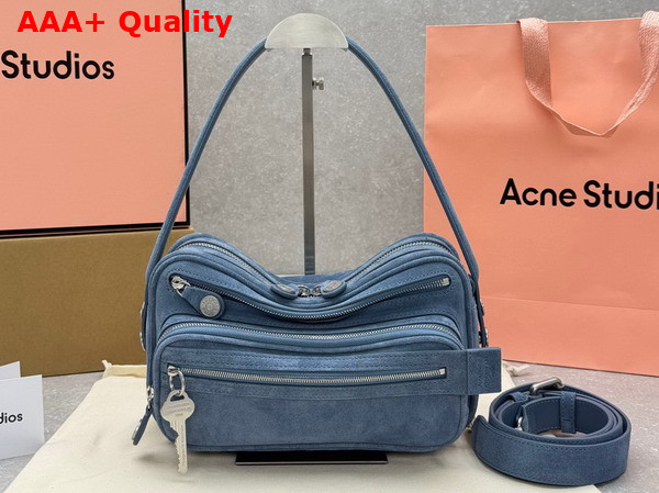 Acne Studios Camero Party Suede Bag in Denim Blue Replica
