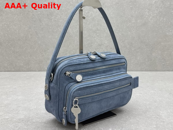 Acne Studios Camero Party Suede Bag in Denim Blue Replica