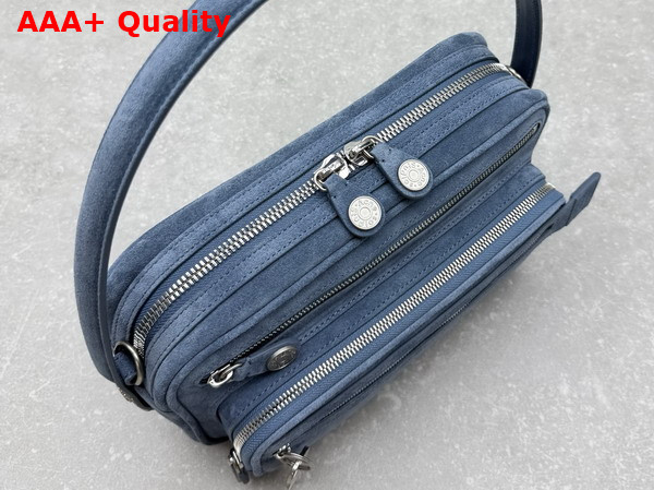 Acne Studios Camero Party Suede Bag in Denim Blue Replica