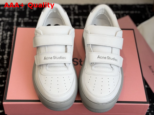 Acne Studios Leather Velcro Sneakers Grey and Optic White Replica