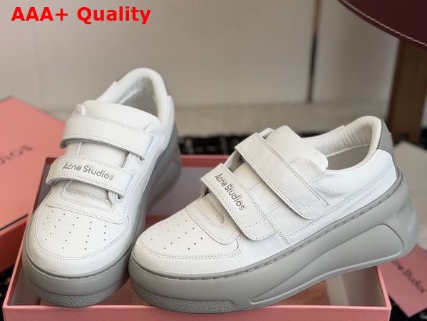 Acne Studios Leather Velcro Sneakers Grey and Optic White Replica