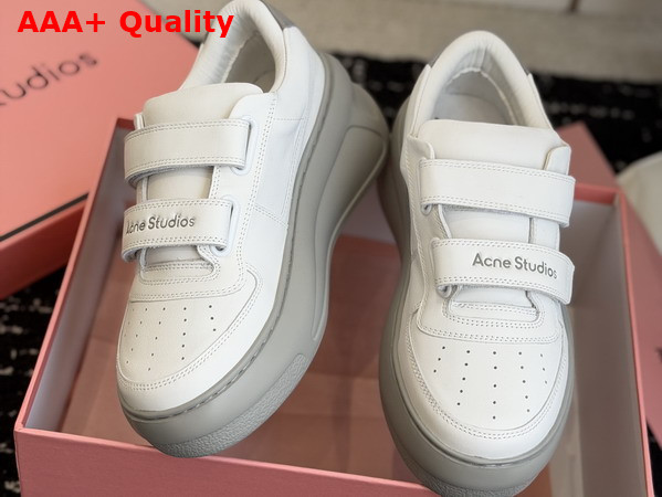 Acne Studios Leather Velcro Sneakers Grey and Optic White Replica