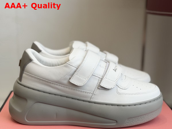 Acne Studios Leather Velcro Sneakers Grey and Optic White Replica