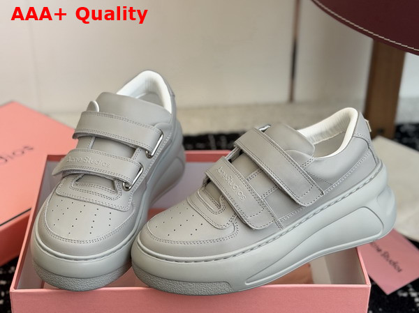 Acne Studios Leather Velcro Sneakers in Grey Replica