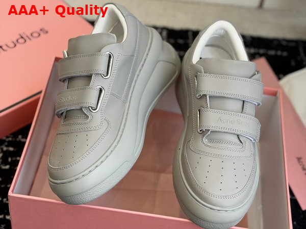 Acne Studios Leather Velcro Sneakers in Grey Replica