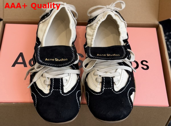 Acne Studios Suede Lace Up Shoes Off White and Black Replica
