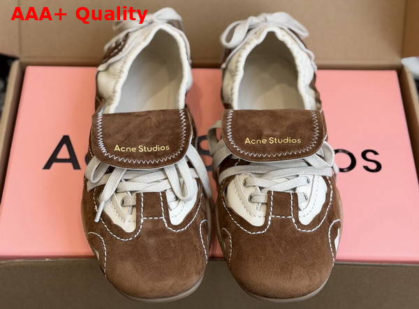 Acne Studios Suede Lace Up Shoes Off White and Brown Replica