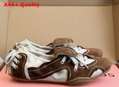 Acne Studios Suede Lace Up Shoes Off White and Brown Replica