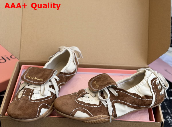 Acne Studios Suede Lace Up Shoes Off White and Brown Replica