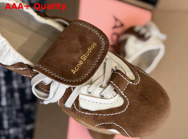 Acne Studios Suede Lace Up Shoes Off White and Brown Replica