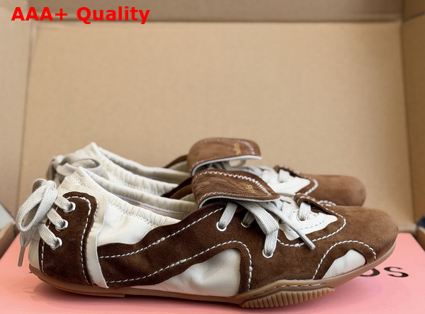 Acne Studios Suede Lace Up Shoes Off White and Brown Replica