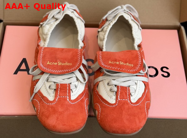 Acne Studios Suede Lace Up Shoes Off White and Orange Replica