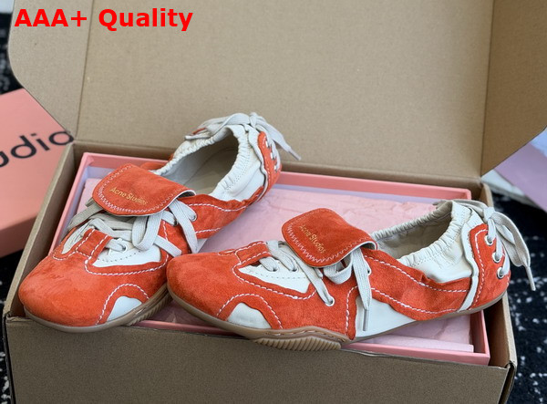 Acne Studios Suede Lace Up Shoes Off White and Orange Replica