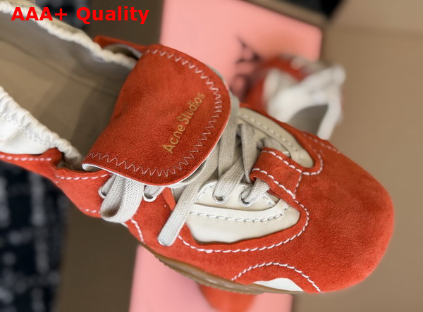 Acne Studios Suede Lace Up Shoes Off White and Orange Replica