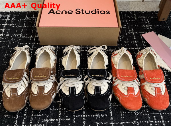 Acne Studios Suede Lace Up Shoes Off White and Orange Replica