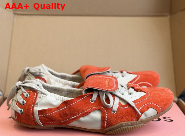 Acne Studios Suede Lace Up Shoes Off White and Orange Replica