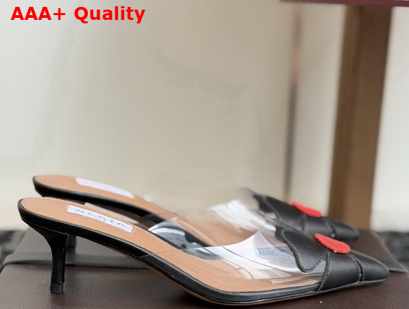 Alaia Bloom Mules in Calfskin and Transparent Polyurethane Black Replica