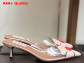 Alaia Bloom Mules in Calfskin and Transparent Polyurethane Light Pink Replica