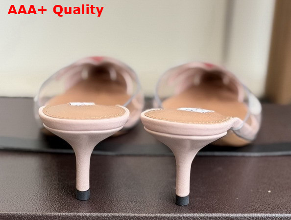 Alaia Bloom Mules in Calfskin and Transparent Polyurethane Light Pink Replica