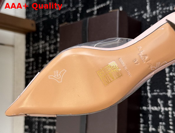 Alaia Bloom Mules in Calfskin and Transparent Polyurethane Light Pink Replica