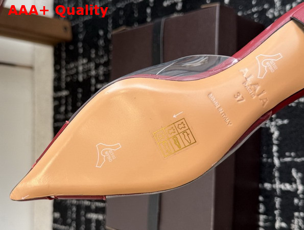 Alaia Bloom Mules in Calfskin and Transparent Polyurethane Red Replica
