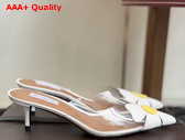 Alaia Bloom Mules in Calfskin and Transparent Polyurethane White Replica