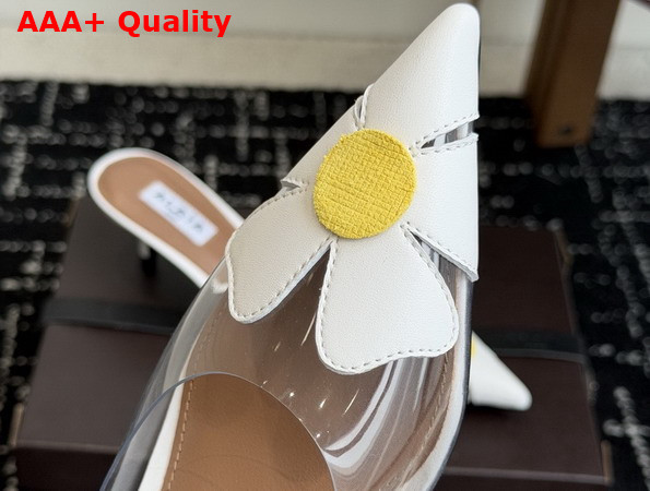 Alaia Bloom Mules in Calfskin and Transparent Polyurethane White Replica