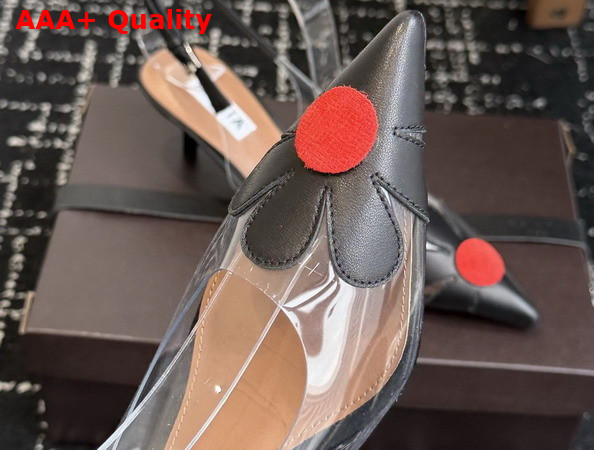 Alaia Bloom Slingbacks in Nappa Leather and Transparent Polyurethane Black Replica