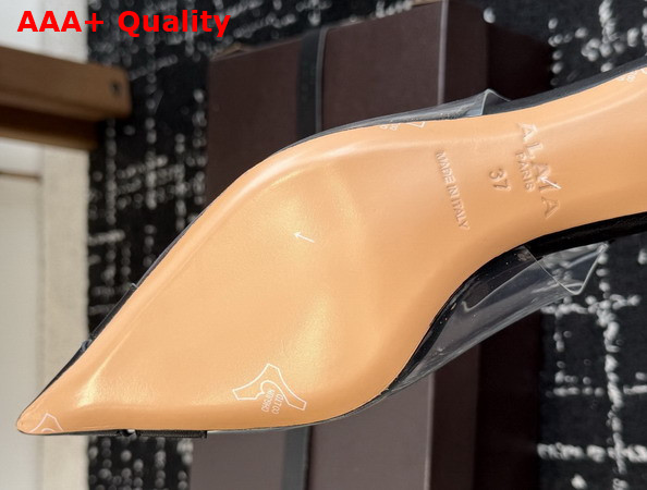 Alaia Bloom Slingbacks in Nappa Leather and Transparent Polyurethane Black Replica