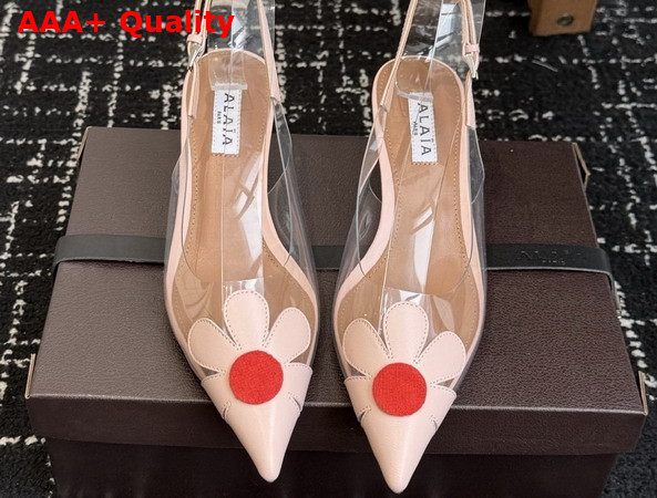 Alaia Bloom Slingbacks in Nappa Leather and Transparent Polyurethane Light Pink Replica
