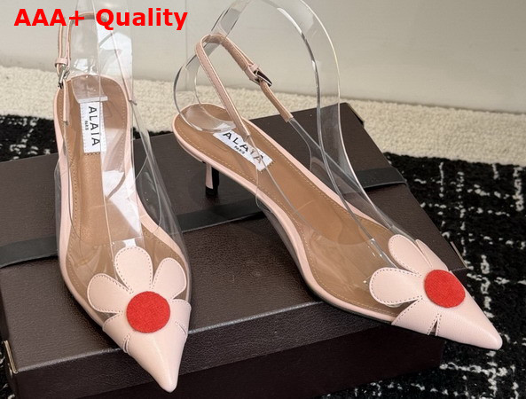 Alaia Bloom Slingbacks in Nappa Leather and Transparent Polyurethane Light Pink Replica