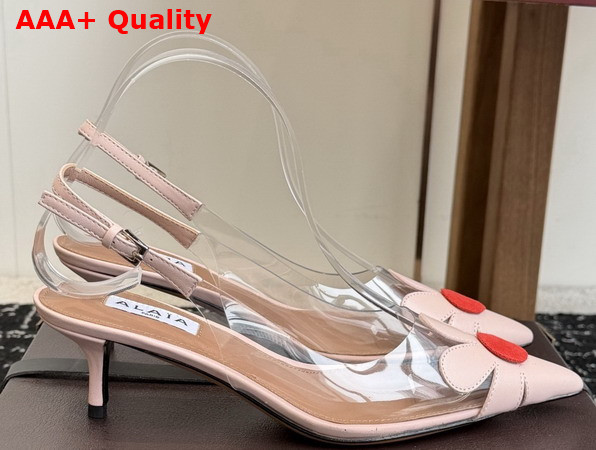 Alaia Bloom Slingbacks in Nappa Leather and Transparent Polyurethane Light Pink Replica